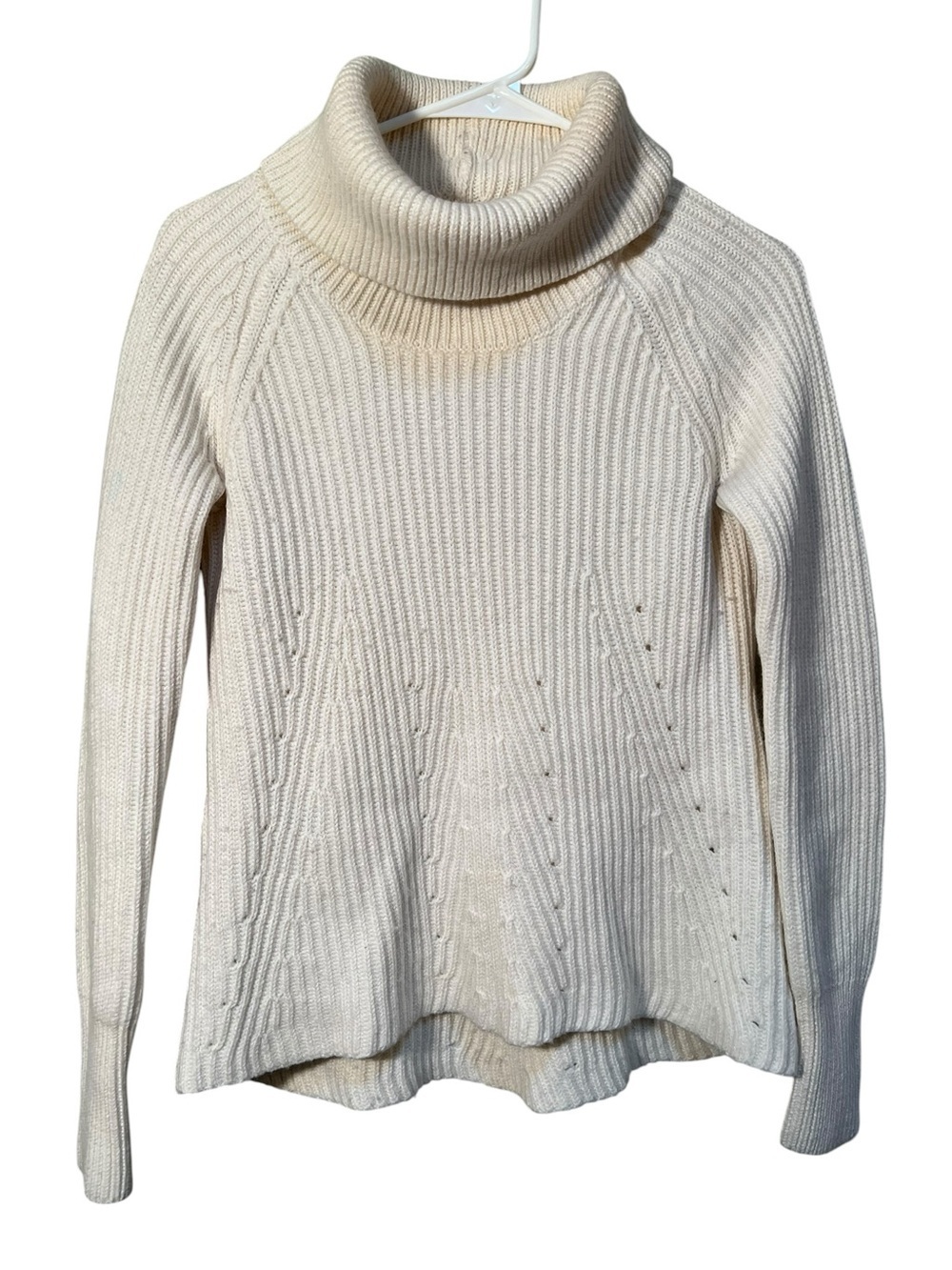 Banana Republic Women's Size XS Cowl Neck Sweater White Italian Yarn Merino Wool
